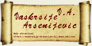 Vaskrsije Arsenijević vizit kartica